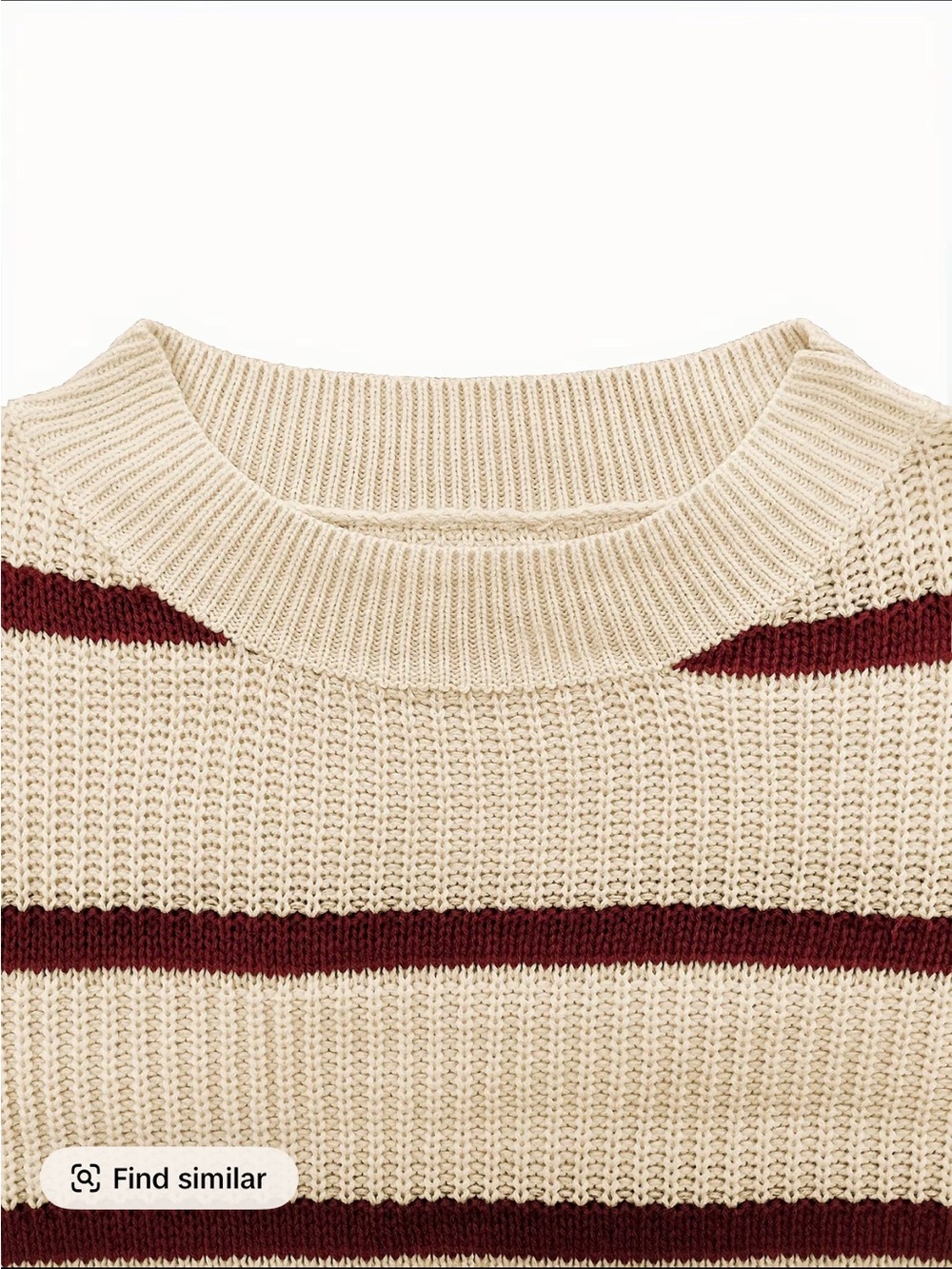 Source Unknown Cream Sweater with Rust Stripe Accents - Picture 2 of 6